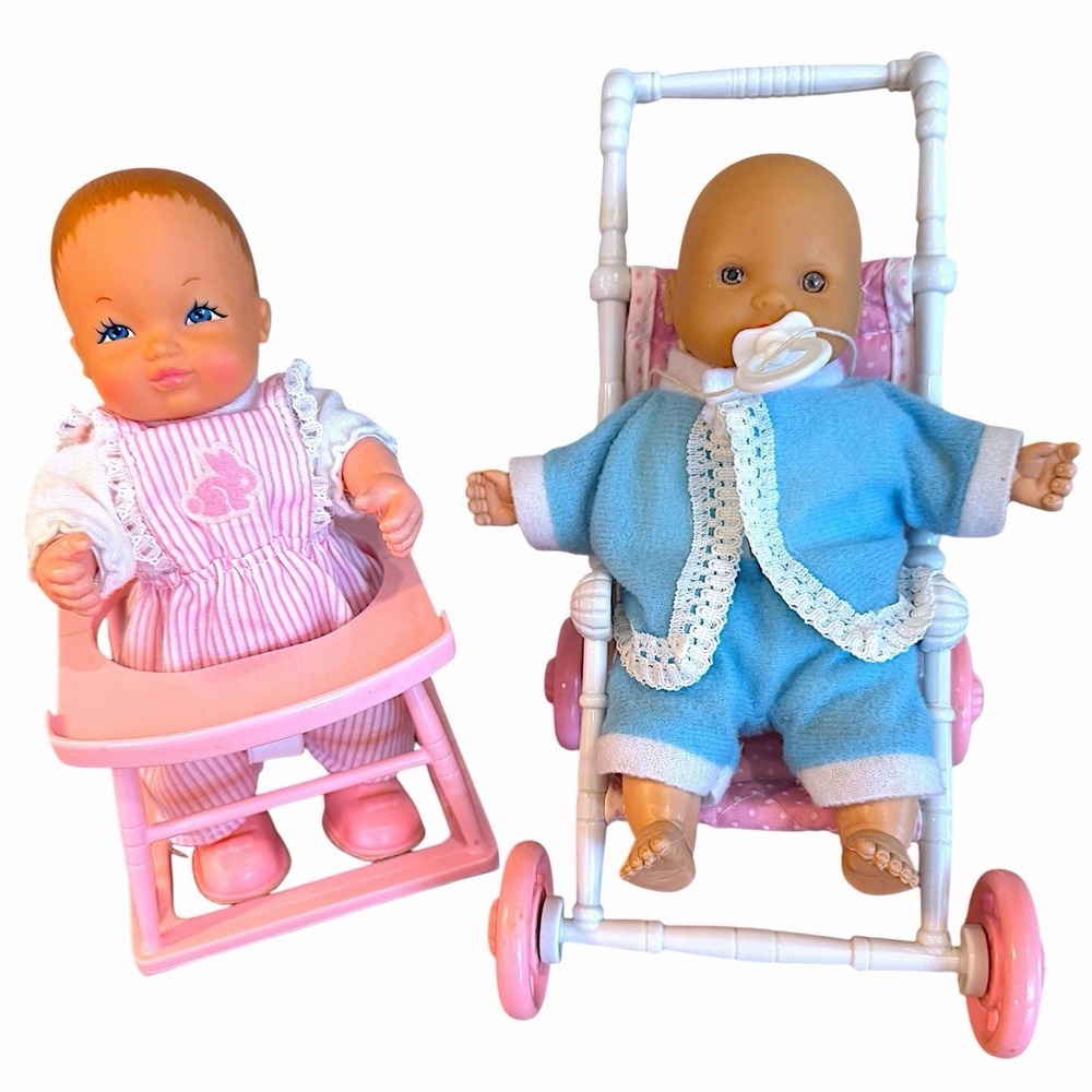 Vintage Baby Doll & Galoob 1988 Bouncin Baby Rolling Walker & Stroller Untested
